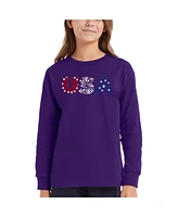 La Pop Art Girls Usa Fireworks Word Art Long Sleeve T-Shirt