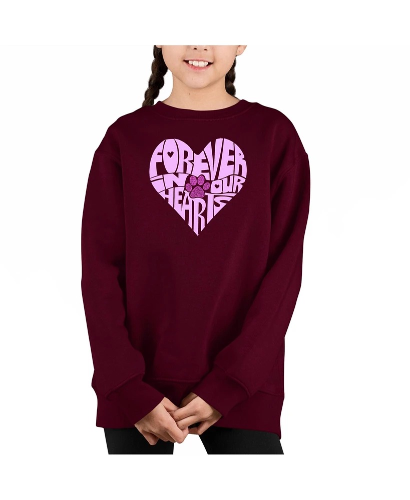 La Pop Art Girls Forever Our Hearts Word Crewneck Sweatshirt