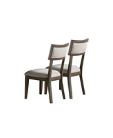 Simplie Fun White Fabric Upholstery Dining Chair, Grey (Set Of 2)