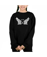 La Pop Art Girls Cat Tail Hearts Word Crewneck Sweatshirt