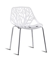 Set of 6 Accent Armless Modern Dining Chairs with Plastic Feet Pads