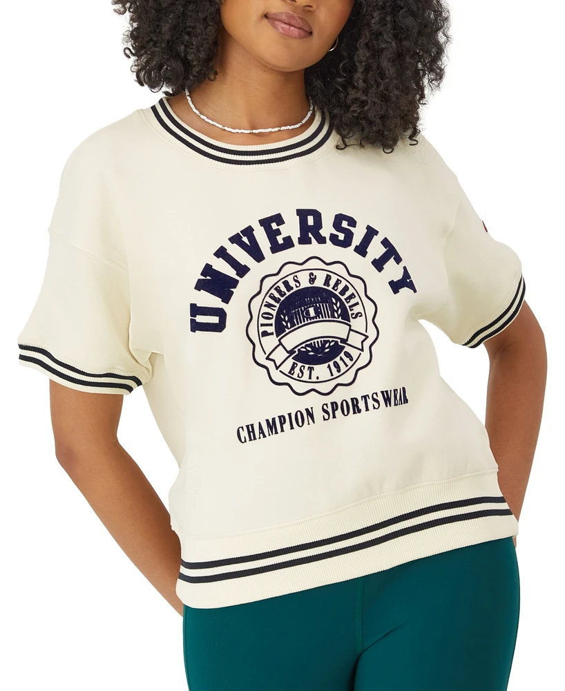 Champion Women's Short-Sleeve Fleece Pullover Sweatshirt