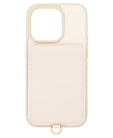 Anne Klein Women's Ivory Saffiano Leather iPhone Case designed for iPhone 15