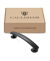 Cauldham 5 Pack Solid Kitchen Cabinet Arch Pulls Handles (3-3/4" Hole Centers) - Curved Drawer/Door Hardware - Style T750 - Matte Black