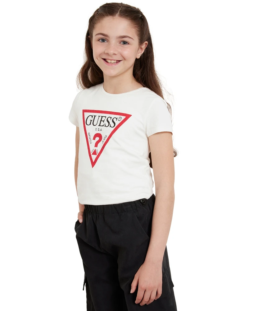 Guess Big Girls Triangle Rhinestone Logo T-shirt