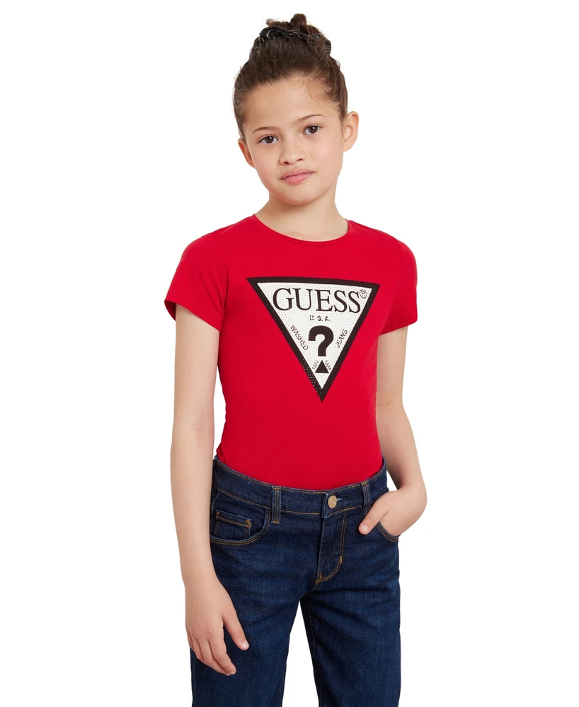 Guess Big Girls Triangle Rhinestone Logo T-shirt