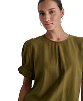 Dkny Women's Puff-Sleeve Pleated Blouse