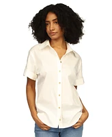 Michael Kors Women's Poplin Short-Sleeve Button-Front Top