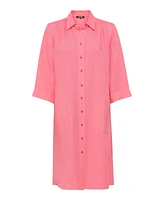 Olsen Women's 3/4 Sleeve Linen Blend Shirt Dress