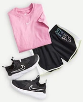 Nike Big Girls Sportswear Essential Swoosh T Shirt Tempo Dri Fit Running Shorts Big Kids Flex Runner 2 Slip On Running Sneakers From Finish Line