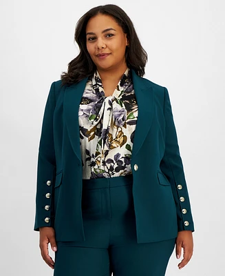 Tahari Asl Plus Size One-Button Peak-Lapel Jacket