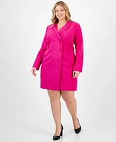 Tahari Asl Plus Milano Trench Button-Front Jacket Dress