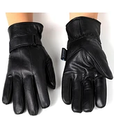 Alpine Swiss Mens Gloves Dressy Genuine Leather Warm Thermal Lined Wrist Strap