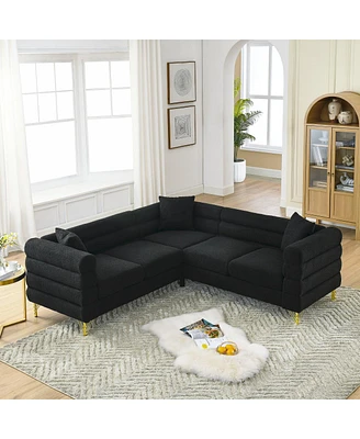 Simplie Fun 81.5" Oversized L-Shaped Sectional Sofa Cover - 5-Seater