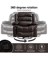 Streamdale Furniture Brown Swivel Rocker Recliner with Massage and Heat