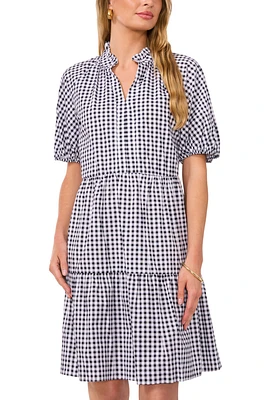 CeCe Women's Short-Sleeve Cotton Gingham Babydoll Dress