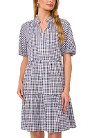 CeCe Women's Short-Sleeve Cotton Gingham Babydoll Dress