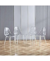 Dining Chair, Set Of 4, Metal Leg, Plastic Seat