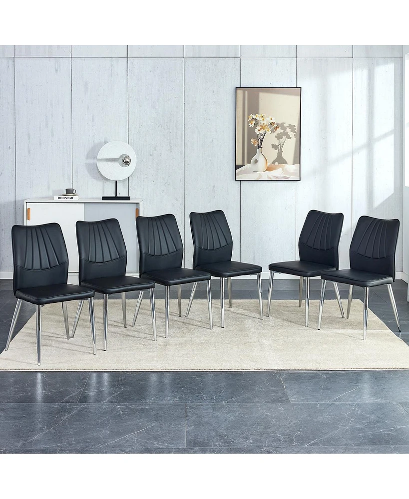 Simplie Fun Modern dining chairs with silver metal legs