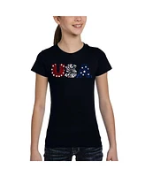 La Pop Art Girls Usa Fireworks Word T-Shirt