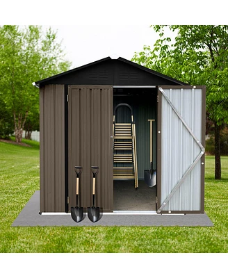 Simplie Fun Out Storage Sheds 4FT×6FT Apex Roof Brown + Black