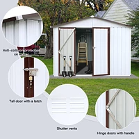 Streamdale Furniture Metal Garden Sheds 10FTx8FT Outdoor Storage Sheds White+Coffee