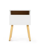 Streamdale Furniture Modern White Bedside Table with Drawers and Shelves