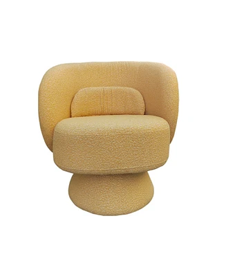 Simplie Fun Yellow Swivel Barrel Chair with Toss Pillows