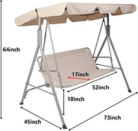 Outdoor Porch Patio Swing Chair With Stand And Waterproof Canopy All Weather Resistant Swing Bench