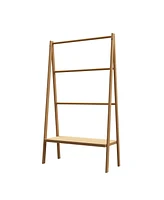 Streamdale Furniture Bamboo Ladder Towel Rack With Storage Shelf