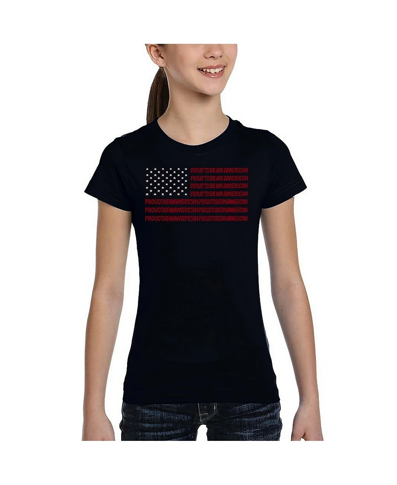 La Pop Art Girls Proud To Be An American Word T-Shirt