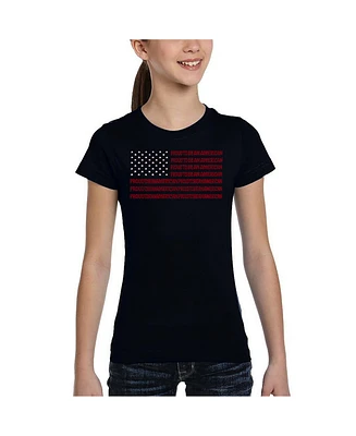 La Pop Art Girls Proud To Be An American Word T-Shirt