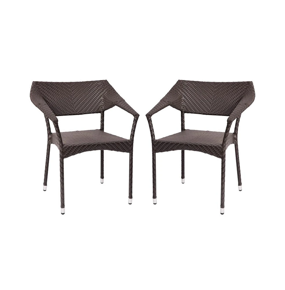 Merrick Lane Cheri Fade And Weather Resistant Modern Pe Rattan Patio Dining Chair With Reinforced Steel Frame