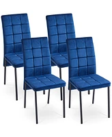 Simplie Fun 5-Piece Blue Velvet High Back Dining Set