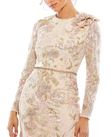 Women's Floral Embroidered Lace Trumpet Gown