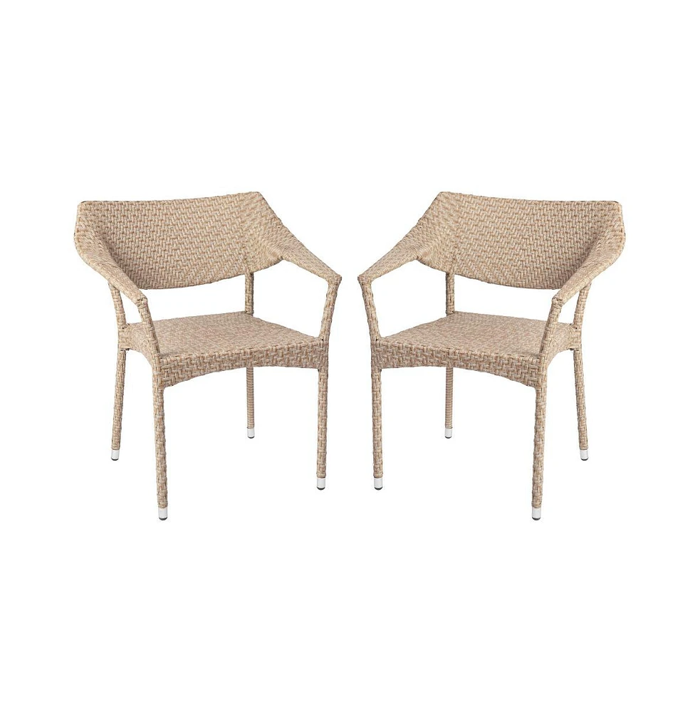 Merrick Lane Cheri Fade And Weather Resistant Modern Pe Rattan Patio Dining Chair With Reinforced Steel Frame