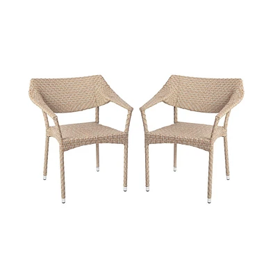 Merrick Lane Cheri Fade And Weather Resistant Modern Pe Rattan Patio Dining Chair With Reinforced Steel Frame