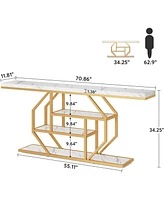Tribesigns 70.9 inch Extra Long Console Table, Modern Sofa Table Behind Couch with Storage, 4 Tier Entryway Accent Table for Living Room, Hallway, Ent