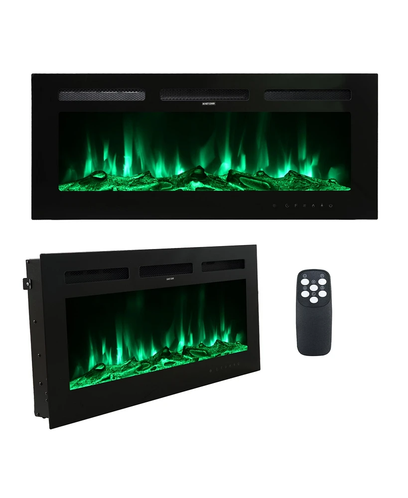 Mondawe 36" Recessed Wall-Mounted Electric Fireplace 5000 Btu Heater with Remote Control