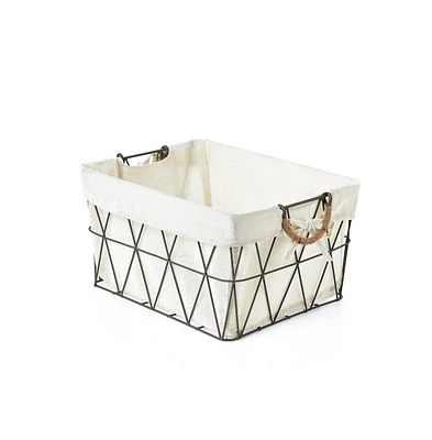 Home Outfitters S/3 Lined Tapered Rect Bins W/ Fold Down Binded Jute Handles, Gun Metal