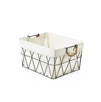 Home Outfitters S/3 Lined Tapered Rect Bins W/ Fold Down Binded Jute Handles, Gun Metal