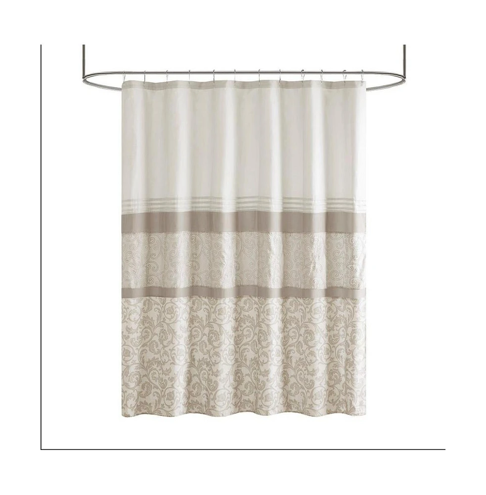 Home Outfitters Microfiber Embroidery Pieced Shower Curtain 72"W x 72"L, for Bathrooms