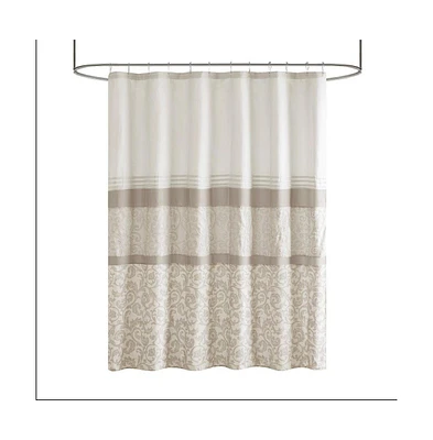 Home Outfitters Microfiber Embroidery Pieced Shower Curtain 72"W x 72"L, for Bathrooms