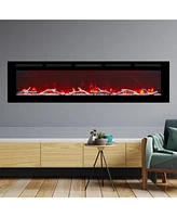 Mondawe 72" Wall-Mounted Recessed Electric Fireplace 4780 Btu Heater with Remote Control Adjustable Flame Color & Temperature Setting