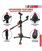 5 Core Tripod Mic Stand Height Adjustable Max 29" Universal Microphone Mount Short Stands w Boom Ms Dbl S