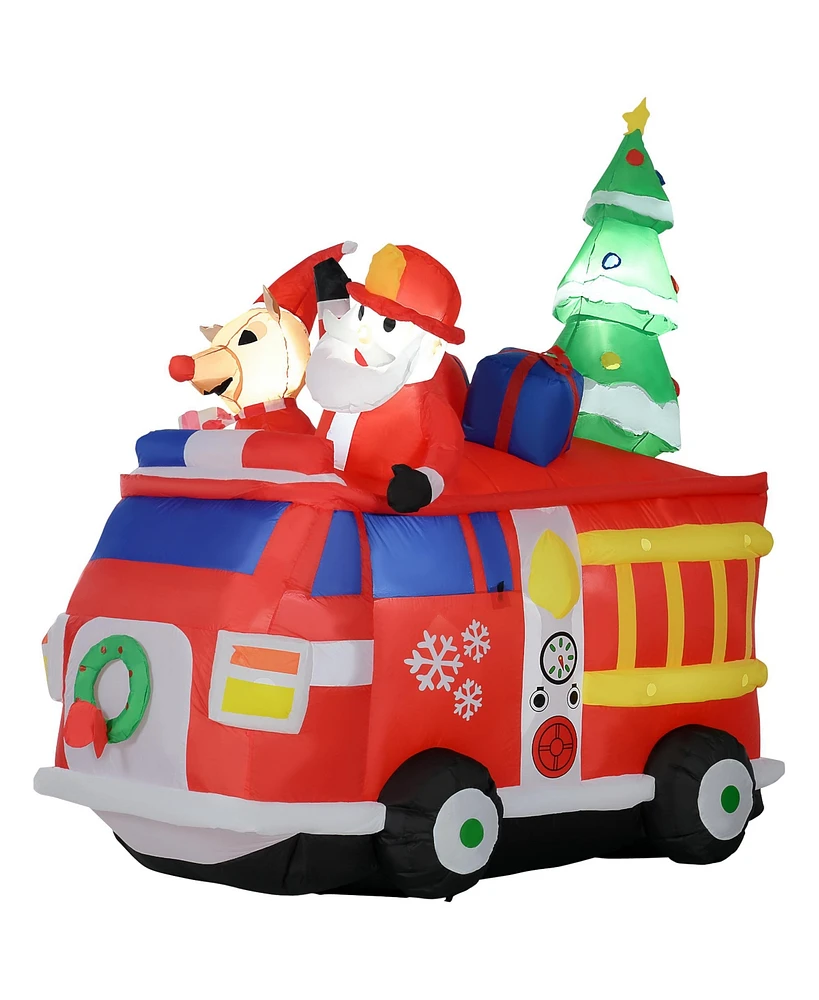 Homcom 7FT Christmas Inflatables Santa Claus and Reindeer with Gift Car