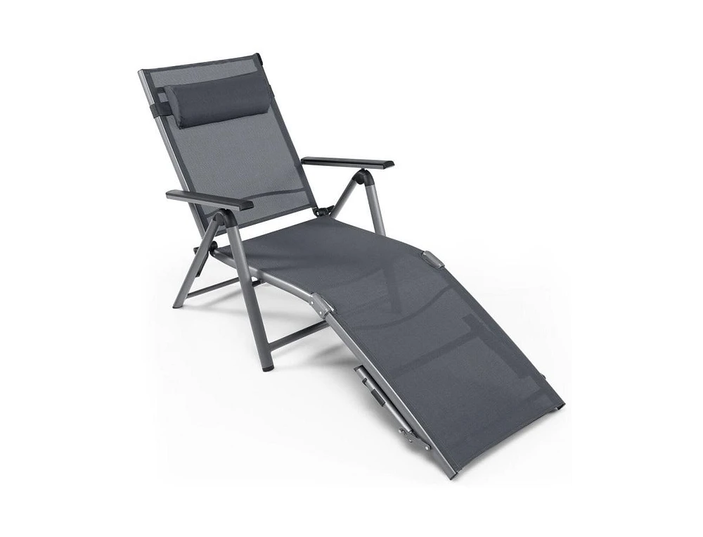 Slickblue Outdoor Aluminum Chaise Lounge Chair with Quick-Drying Fabric