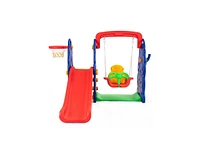 Slickblue 3-in-1 Junior Children Freestanding Design Climber Slide Swing Seat Basketball Hoop