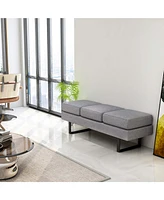 Costway Waiting Room Bench Seating with Metal Frame Leg Upholstered Reception Bench