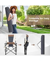 Gymax Camping Folding Chair w/ Cup Holder 330 Lbs Load Capacity for Picnic Camping